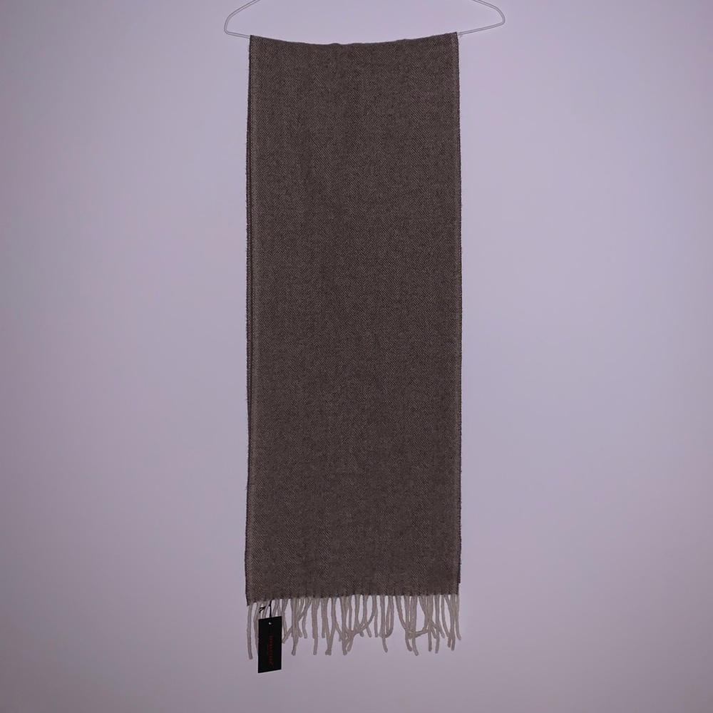 Tan 80% Wool Scarf with Fringe